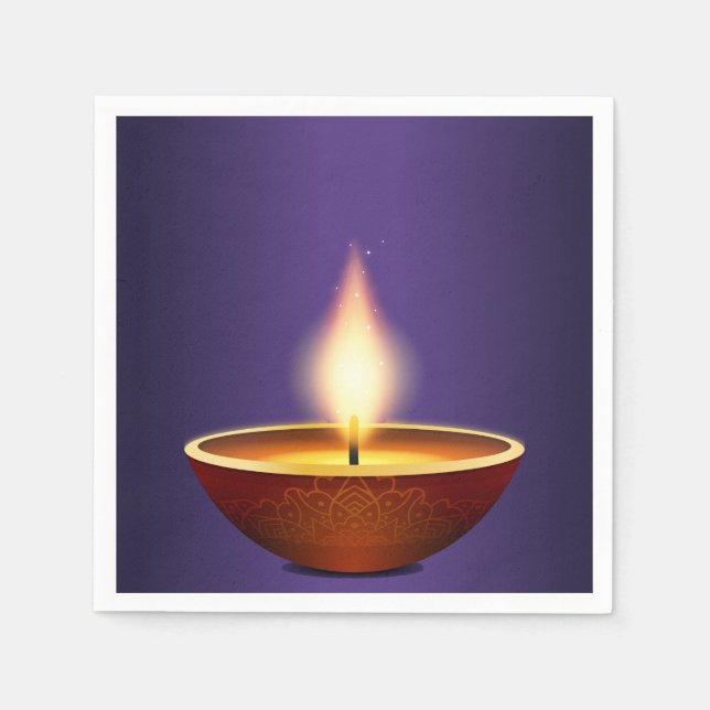 Diwali Diya Lila Hintergrund Serviette (Vorderseite)