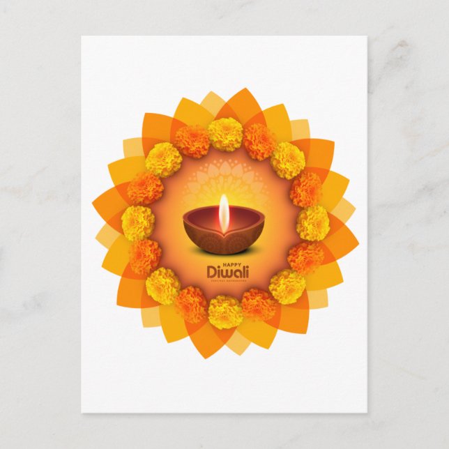 Diwali Diya Marigold Festival: Feiertagspostkarte (Vorderseite)