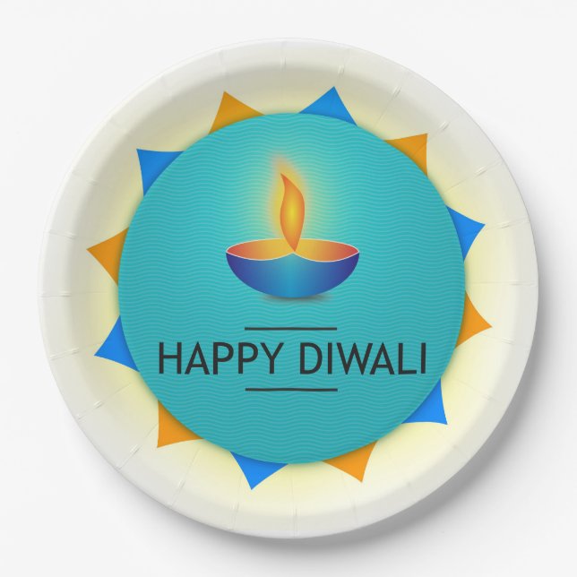 Diwali Diya Papierplatte Pappteller (Vorderseite)