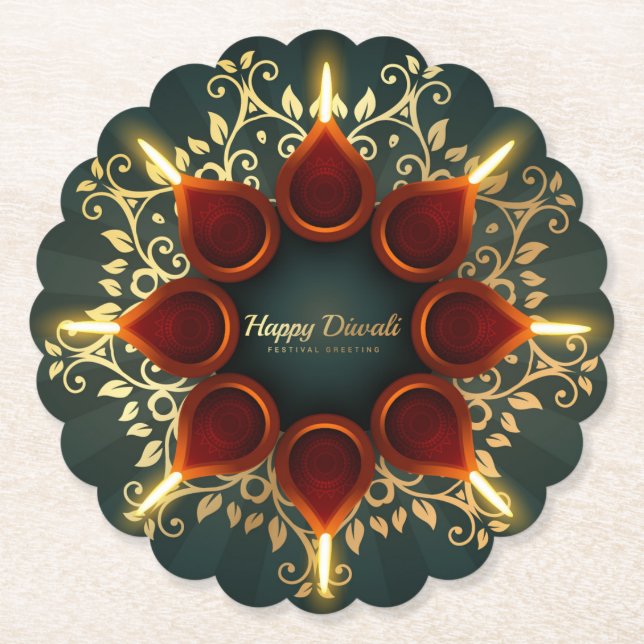 Diwali Diya Untersetzer (Vorderseite)