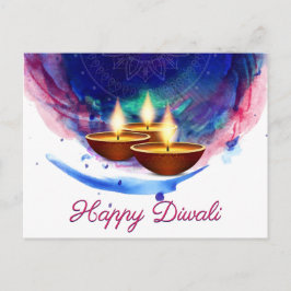 Diwali Diyas Blue Paint Wash Postkarte