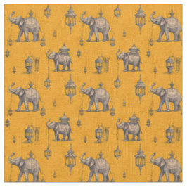 Diwali-Elefant im goldenen Feld Toile de Jouy Stoff