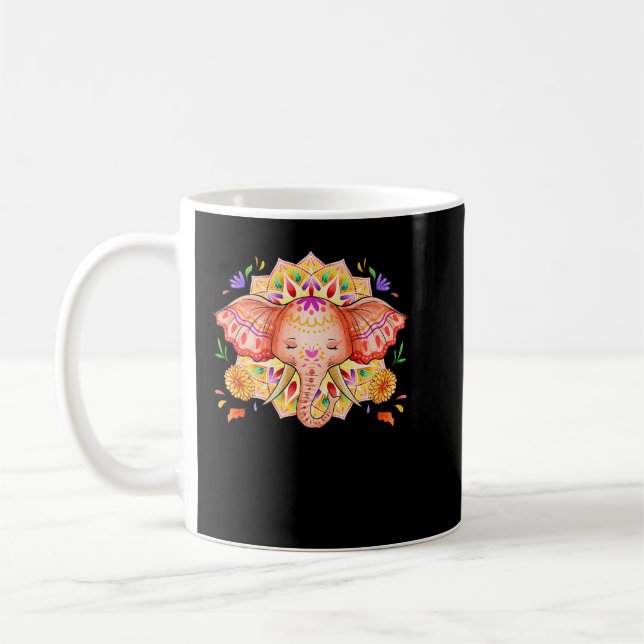 Diwali Elephant Illustration Deepavali Hindu Festi Kaffeetasse (Links)