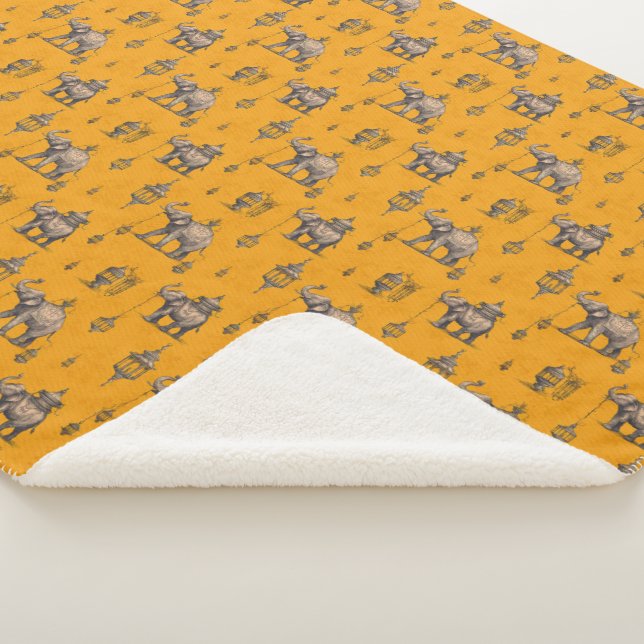 Diwali Elephant in Golden Field Toile de Jouy  Sherpadecke (3/4)