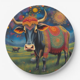 Diwali feiern mit heiligen Kühen in Verkleidung Pappteller