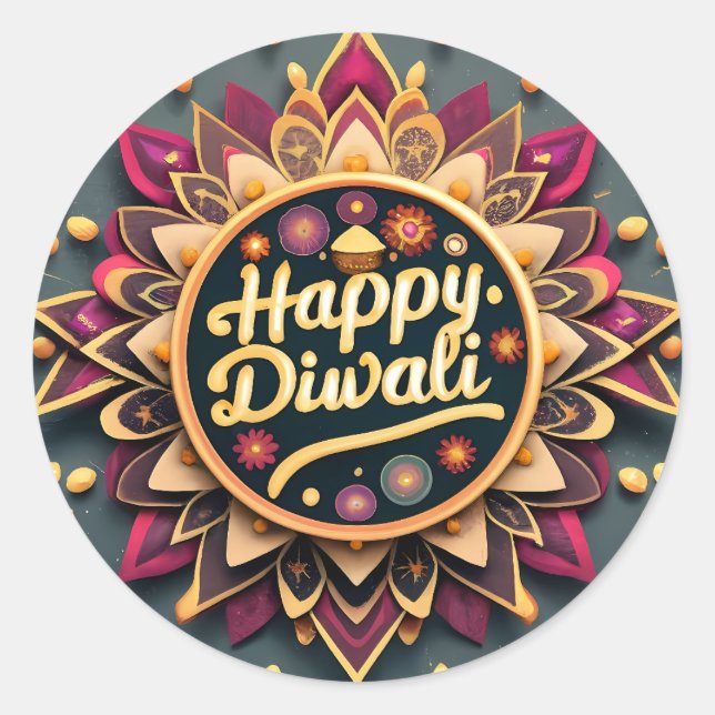 Diwali-Feiern Runder Aufkleber (Vorderseite)