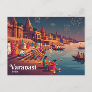 Diwali-Fest, Varanasi Indien Postkarte