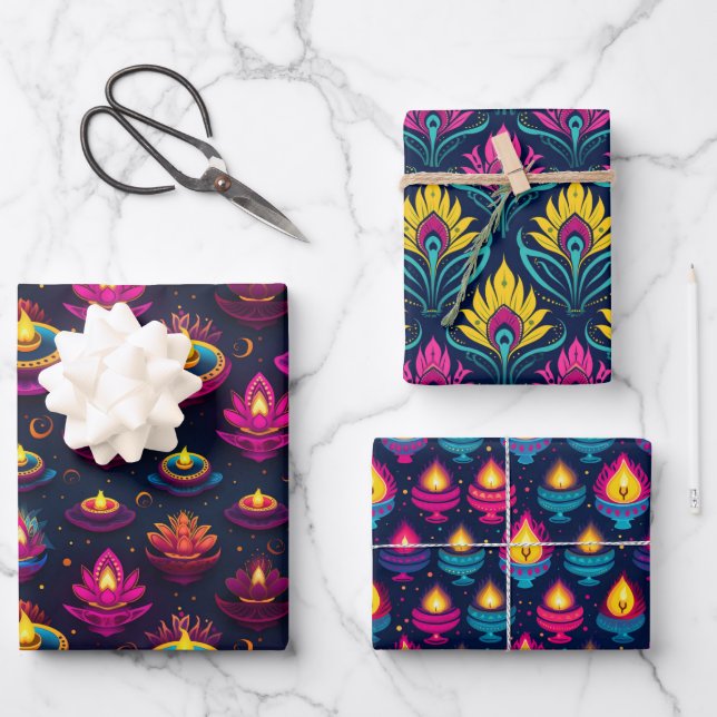 Diwali Festival der Lichter Geschenkpapier Set (Vorderseite)