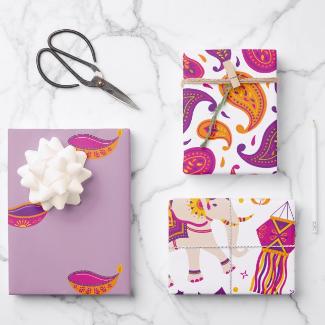 Diwali Festival of Lights Geschenkpapier Set (Vorderseite)