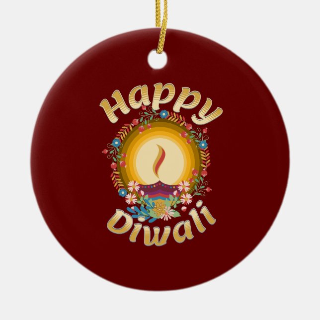 Diwali Festival of Lights Hindu Sikh Jain Keramik Ornament (Vorne)