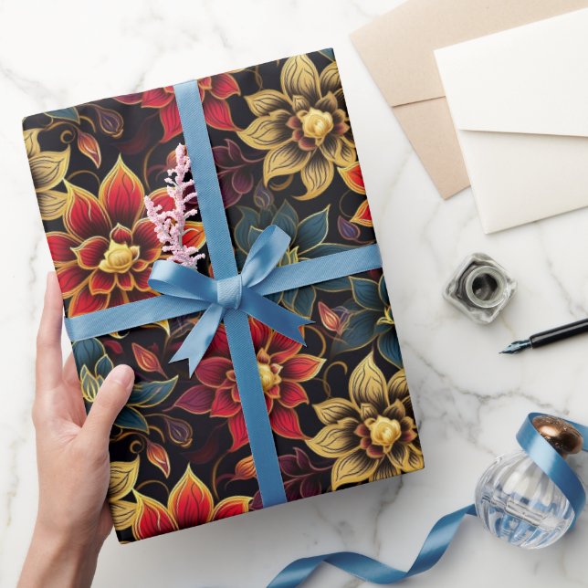 Diwali Florals Wrapping Paper Geschenkpapier (Schenken)