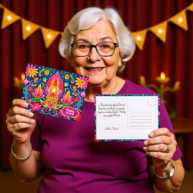 Diwali Gardens Postkarte (Enchanted Diwali Gardens Postcard)