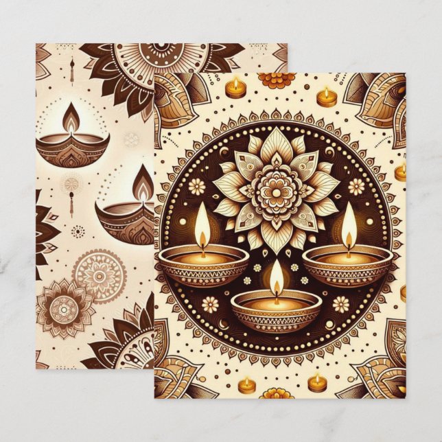 Diwali Gold & Bronze Scrapbook Einladung (Vorne/Hinten)