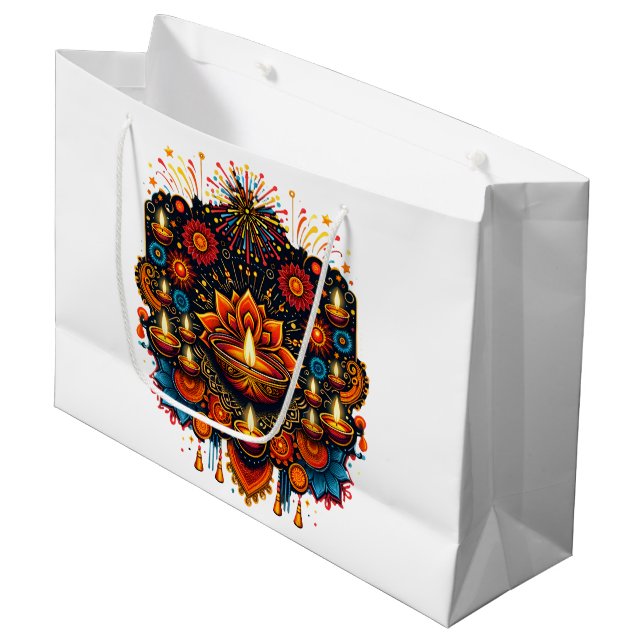Diwali Große Geschenktüte (Vorderseite Schrägansicht)