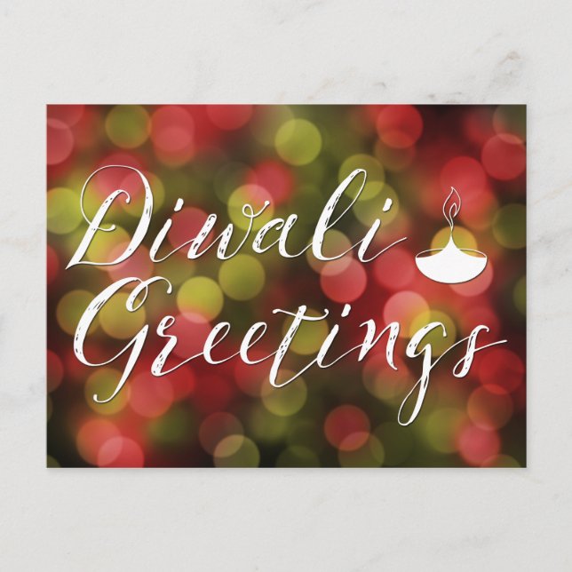 Diwali Grüße Bokeh Lichter Postkarte (Vorderseite)