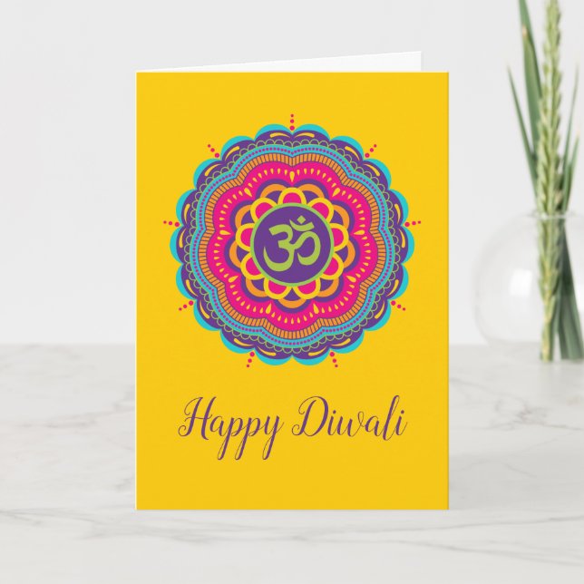 Diwali Grußkarte in Bright Color Mandala Karte (Vorderseite)