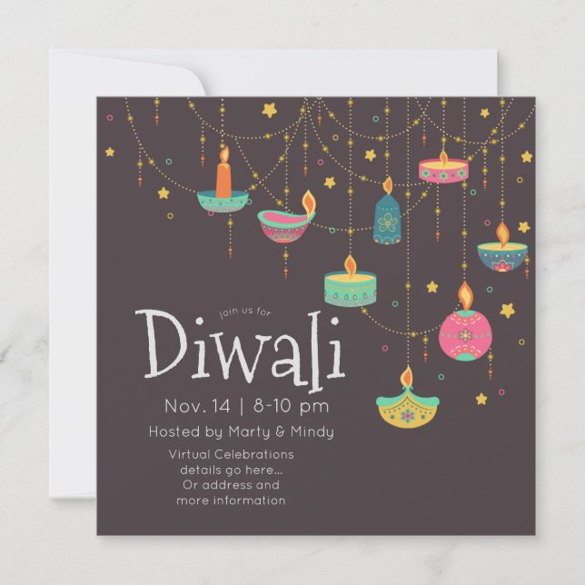 Diwali hängend Deepas Einladung (Vorderseite)