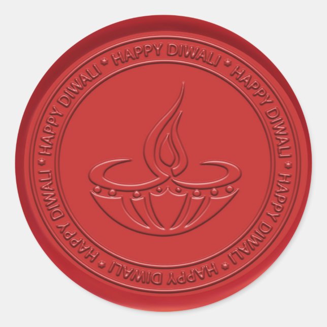 Diwali Lamp Sign Wax Siegel Runder Aufkleber (Vorderseite)