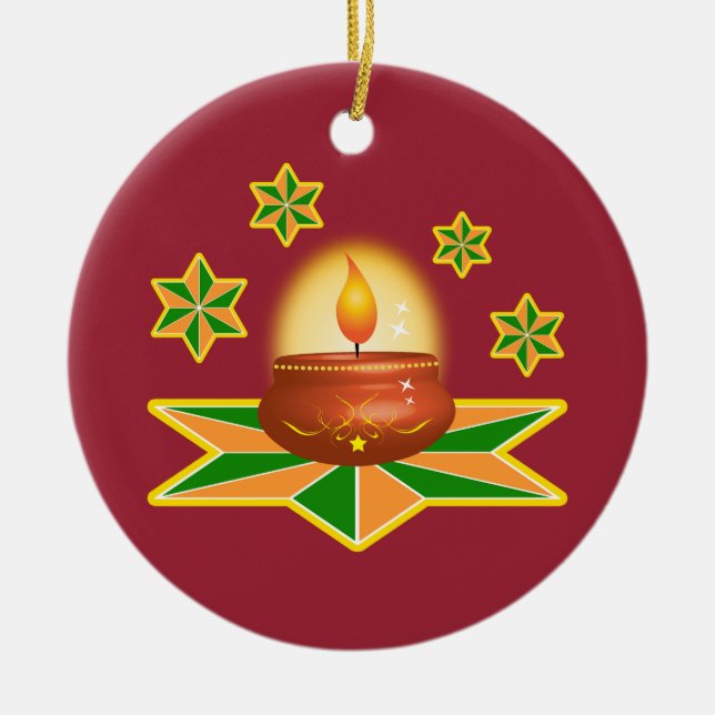Diwali Laterne Keramikornament (Vorne)