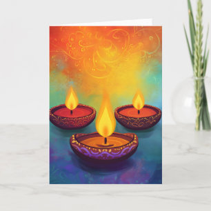 Diwali Light Color Three Lampen Feiertagskarte