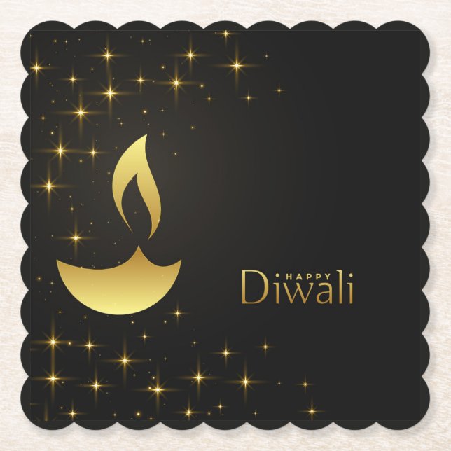 Diwali mit Diya Untersetzer (Vorderseite)