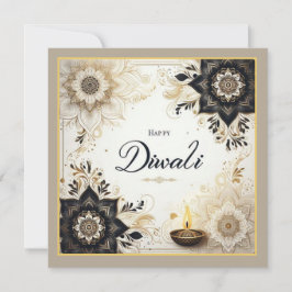 Diwali mit Elegant Floral & Diya Feiertagskarte