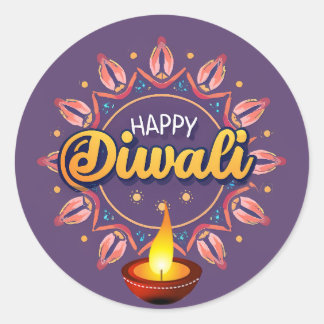 Diwali mit Vertiefung Runder Aufkleber
