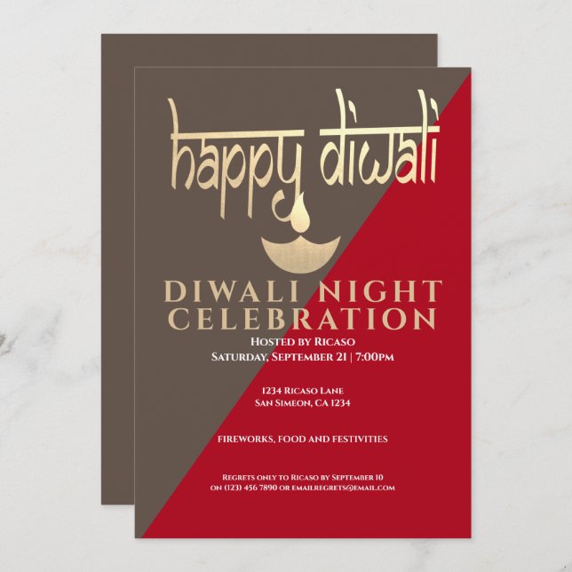 Diwali Night Celebration of Light Einladung (Vorne/Hinten)
