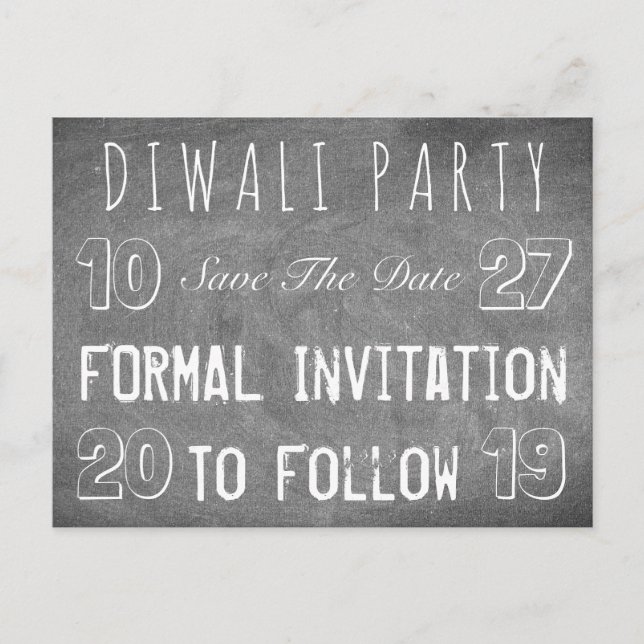 Diwali Party-Save the Date Tafel Ankündigungspostkarte (Vorderseite)