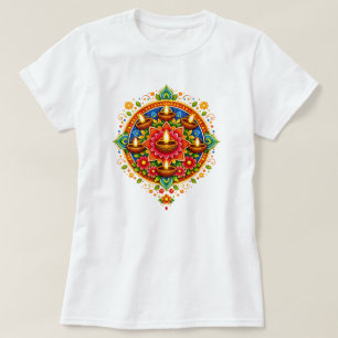 🎆❤️ Diwali Rangoli mit Diya T-Shirt