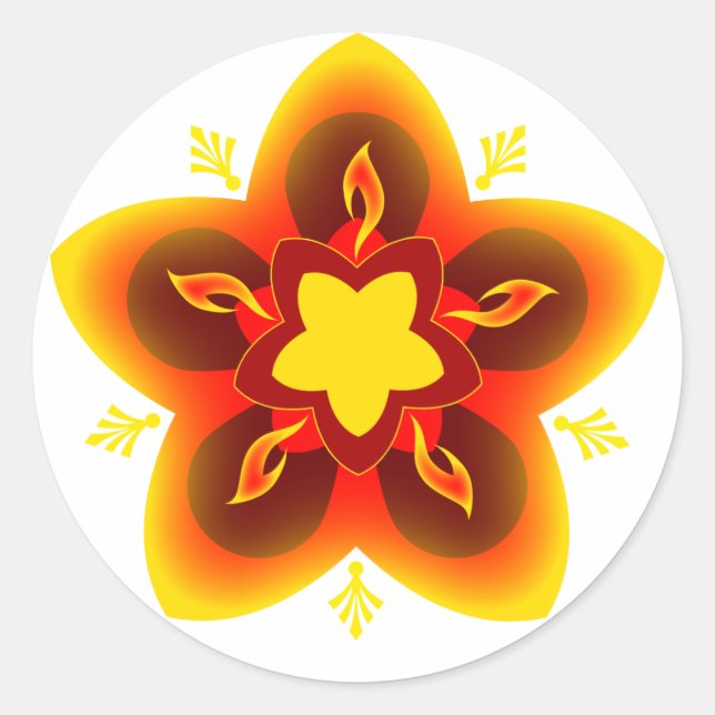 Diwali rangoli runder aufkleber (Vorderseite)