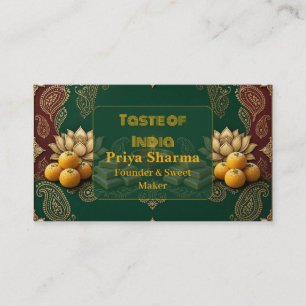 Diwali-Süßigkeitenhersteller & Gründer Indian Pais Visitenkarte
