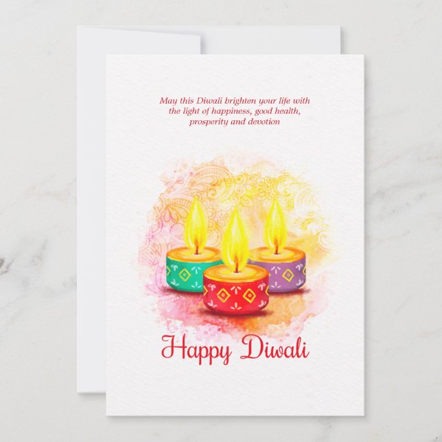 Diwali Watercolor Grußkarte (Vorderseite)