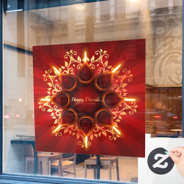 Diwali Window Clying Fensteraufkleber (Café-Fenster)