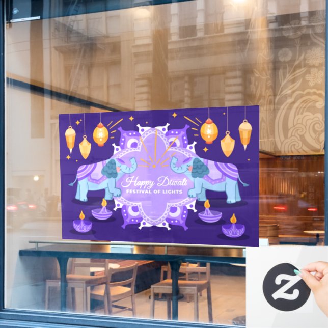 Diwali Window Clying Fensteraufkleber (Café-Fenster)