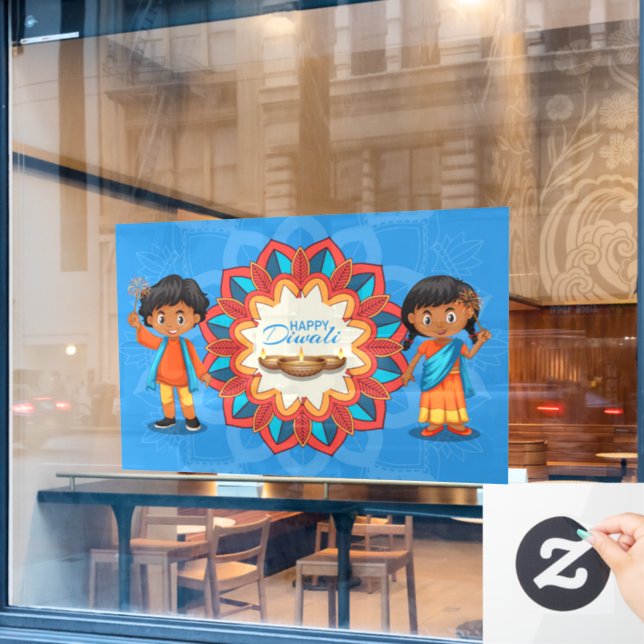 Diwali Window Clying Fensteraufkleber (Café-Fenster)