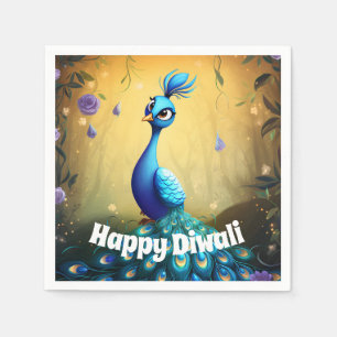 🦚 Diwali Wonder: Die verzauberte Pfauenpostkarte Serviette