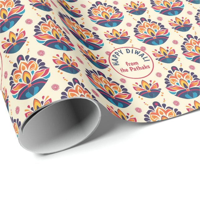 Diwali Wrapping Paper - Custom Text Edition Geschenkpapier (Rolleneckpunkt)