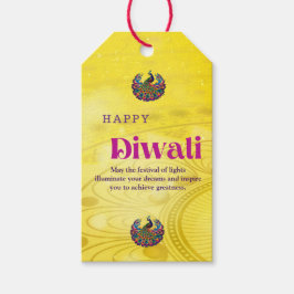 Diwali Yellow Mandala Lamp Peacock Personalisiert Geschenkanhänger