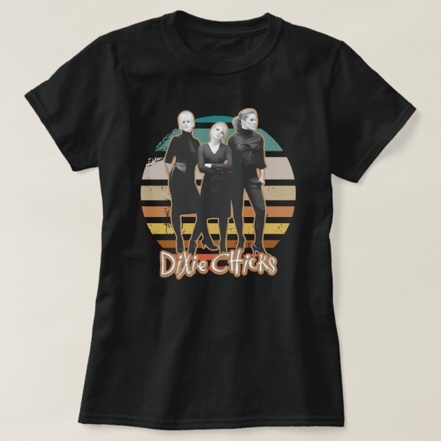 Dixie-Chicks auf Retro-Sunset T-Shirt (Design vorne)