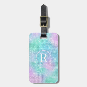 DIY 3D-Weiß-Monogramm-Kreis, irisierender Glanz Gepäckanhänger