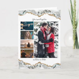 DIY 5 Foto Jubiläum Hochzeit Marmor geode vert. Karte