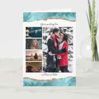 DIY 5 Foto Jubiläum Hochzeit Marmorgeode blau