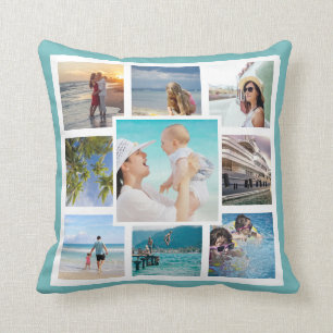 DIY 9 Favorite Family Fotos Custom Throw Pillow Kissen