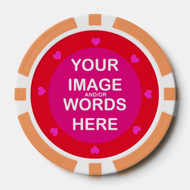 DIY ~ Alice im Wunderland Poker Chips Rosa Herzen (Vorderseite)