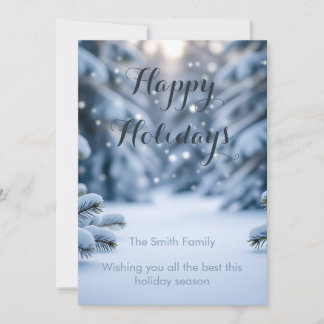 DIY Anpassbare Fotovorlage Sauberer Schnee-Bokeh Feiertagskarte