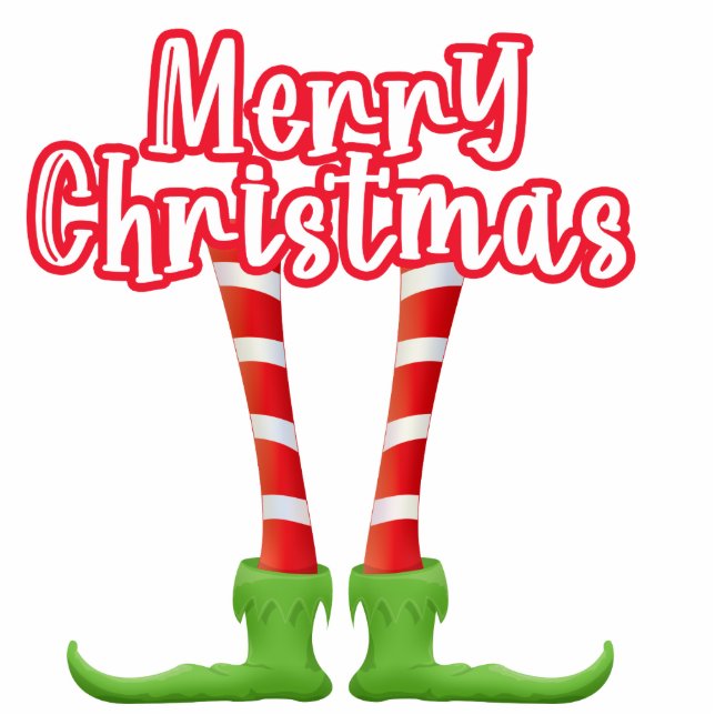 DIY-Ausschnitt | Frohe Weihnachten niedliche Elfen Freistehende Fotoskulptur (Vorne)