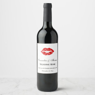 DIY Background Color, Red Lipstick Kiss Design Weinetikett