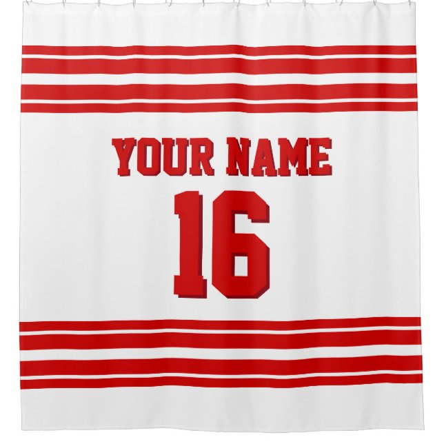 DIY Background Red Stripes Sports Jersey Duschvorhang (Vorderseite)