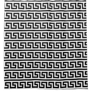 DIY Background Schwarz-weiß Griechisches Schlüssel Duschvorhang